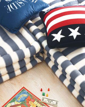 Nautical-Inspired-Bedroom - romance and whimsy with stripes polka dots and pom poms - myLusciousLife.com.jpg